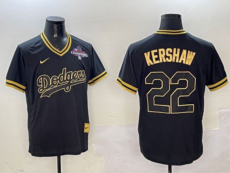 Men Los Angeles Dodgers #22 Kershaw Black Gold Game 2025 Nike MLB Jersey style 3252->los angeles dodgers->MLB Jersey